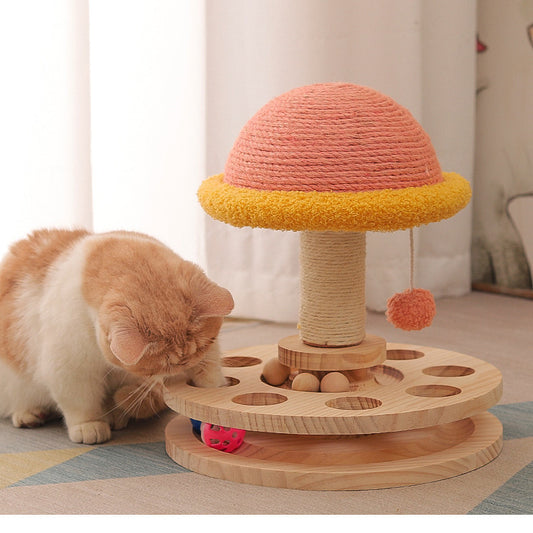 Solid Wood Turntable Cat Sisal Grinding Toy – Bubbitas