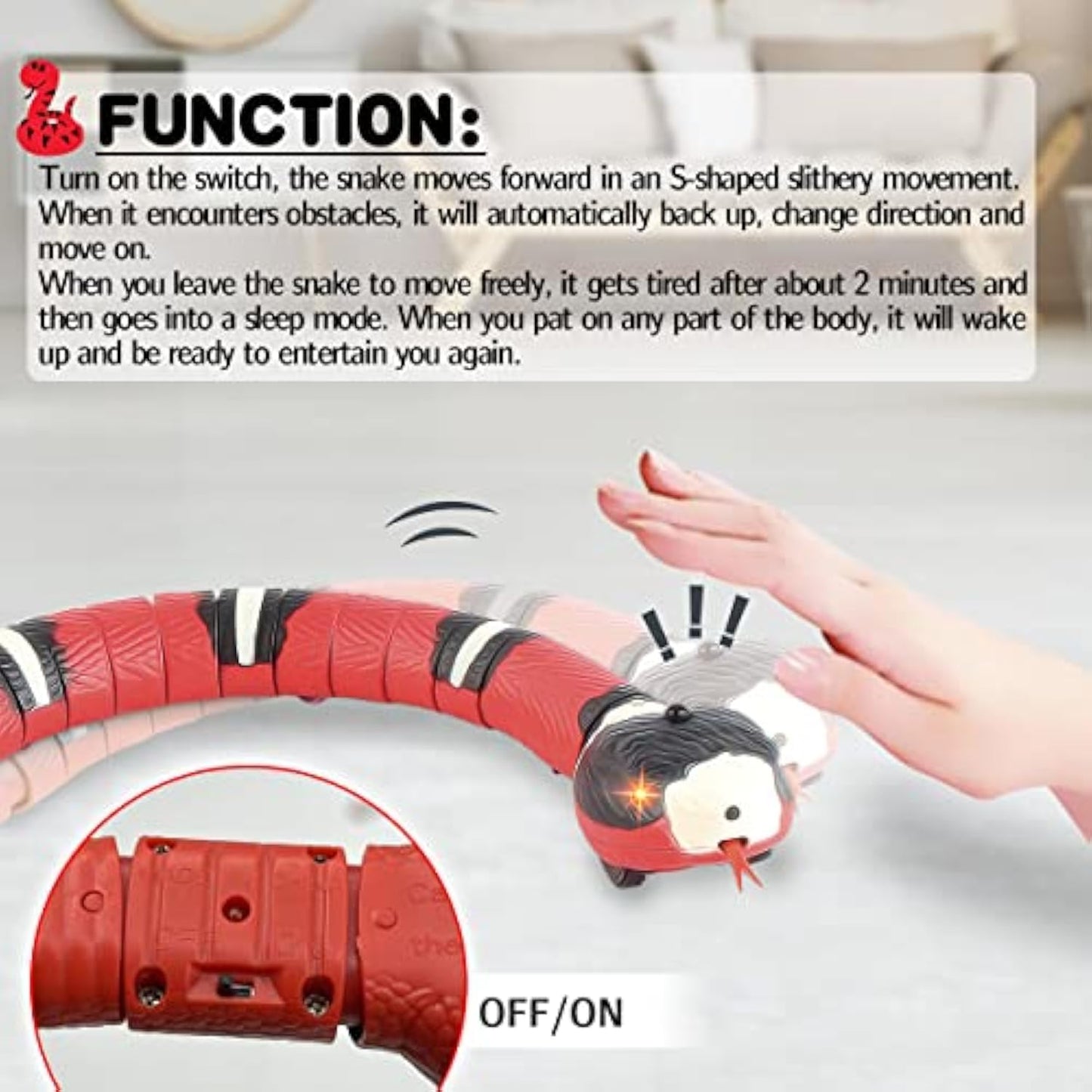 Interactive Smart Sensing Snake Toy For Cat