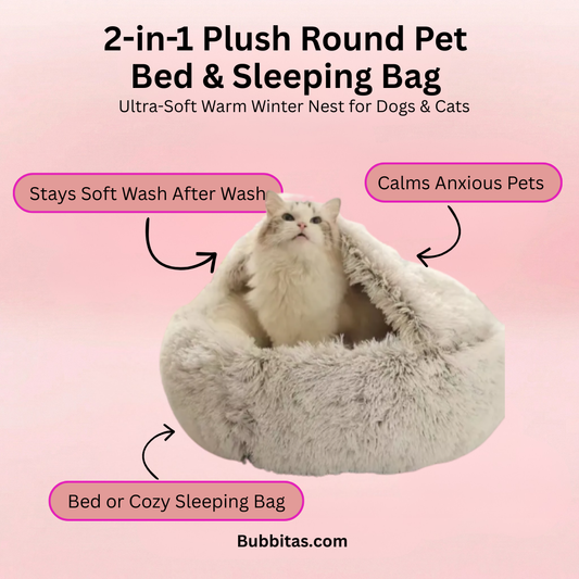 2-in-1 Plush Round Pet Bed & Sleeping Bag