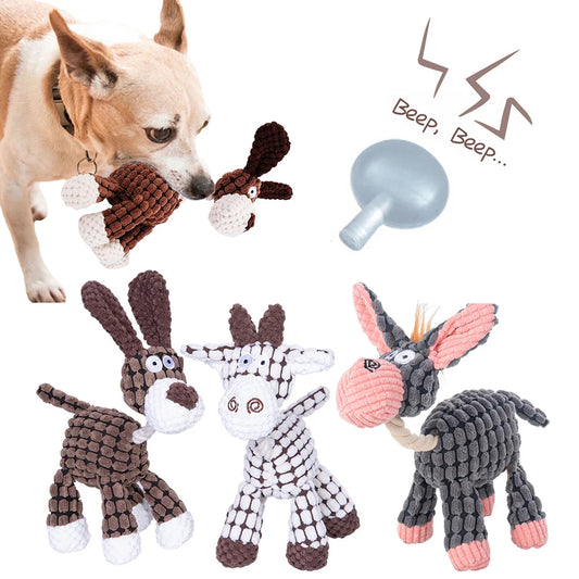 Pet Donkey Shape Corduroy Chew Toy For Dog