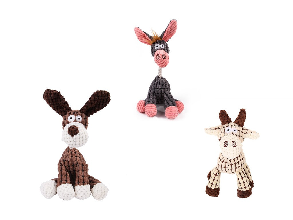 Pet Donkey Shape Corduroy Chew Toy For Dog