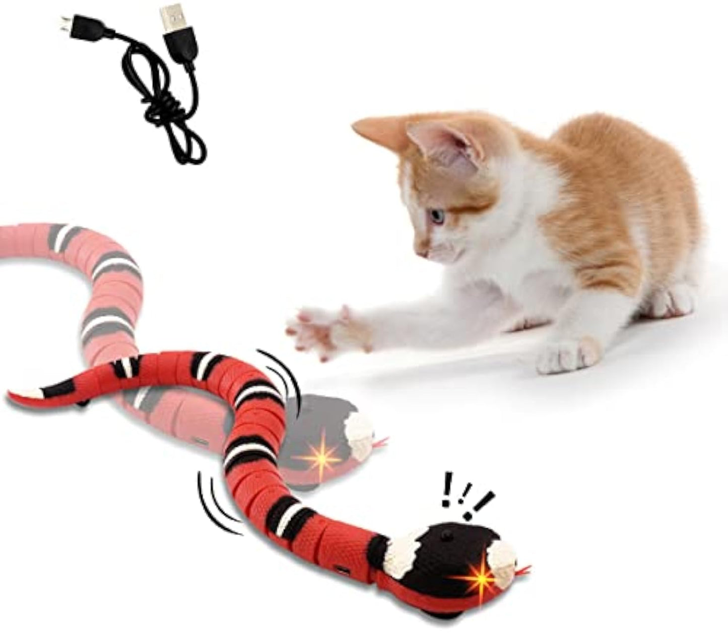 Interactive Smart Sensing Snake Toy For Cat