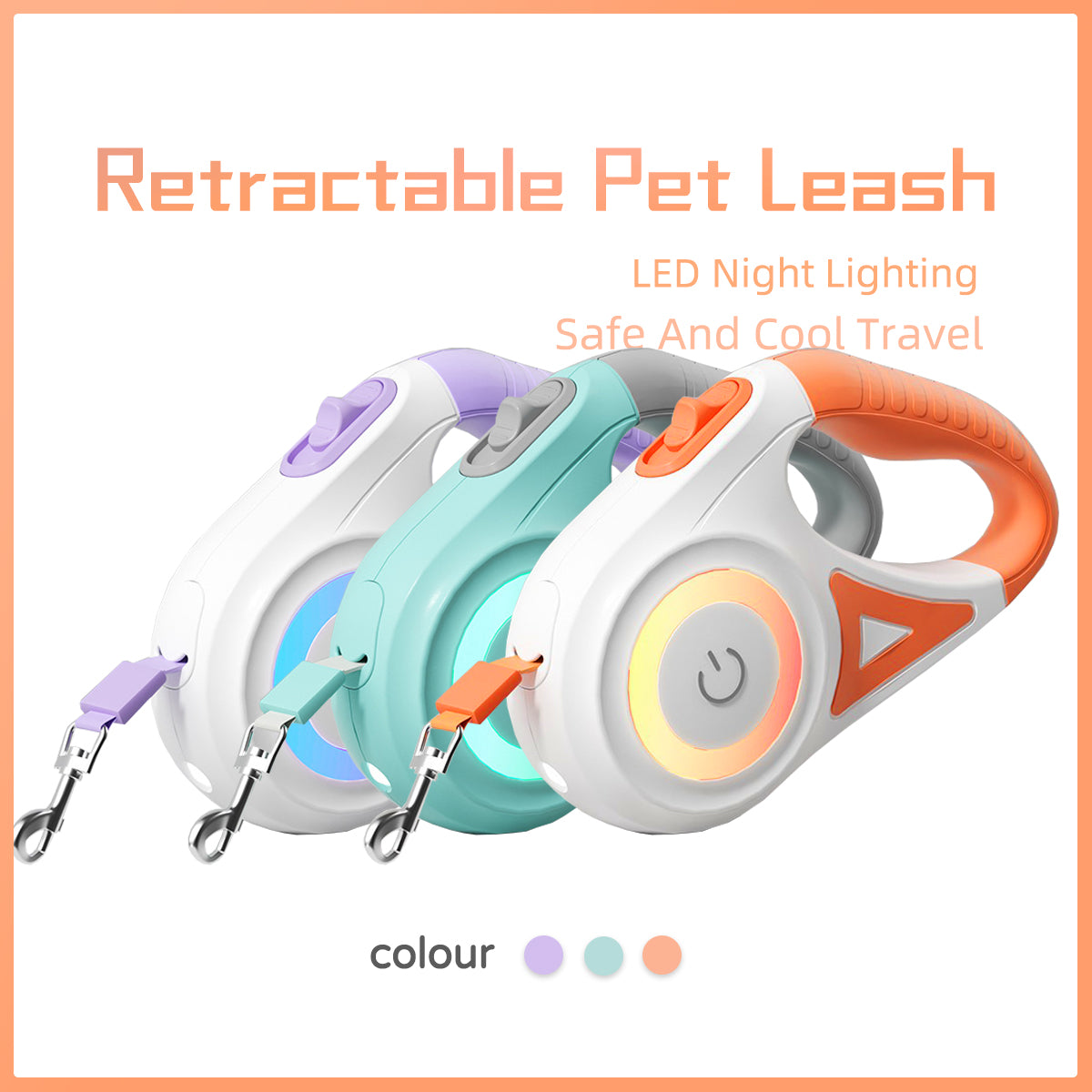 Retractable Spotlight Automatic Dog Collar Leash – Bubbitas