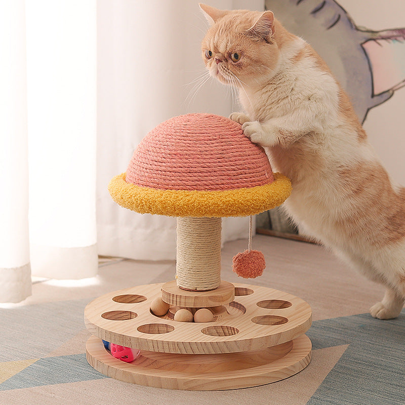 Solid Wood Turntable Cat Sisal Grinding Toy – Bubbitas