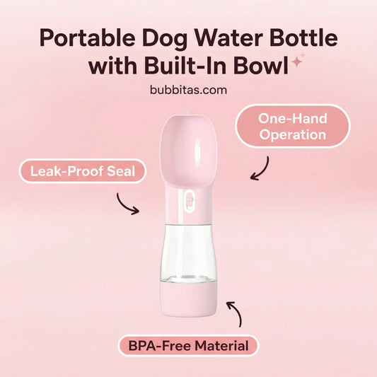 Portable Dog Water Bottle with Built-In Bowl